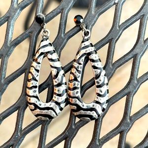 Black and silver Zebra earrings